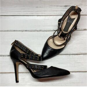 Black & gold heels shoes size 8''1/2